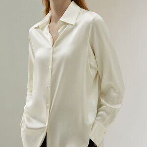 New With Tags 100% Silk Blouse/Shirt sz L - Champagne